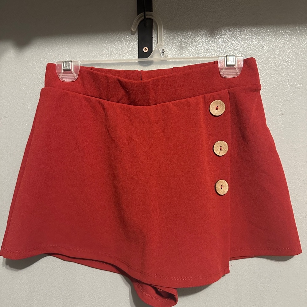 Haute Monde Vibrant Orange-Red Skort